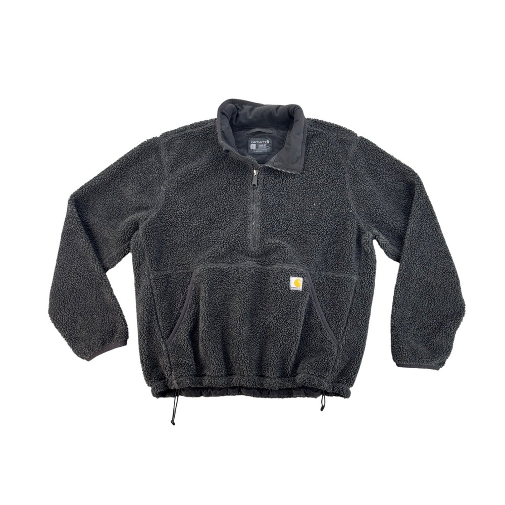 Carhartt Loose Fit Sherpa Fleece Pullover Mens Large Gray Quarter Zip Jacket